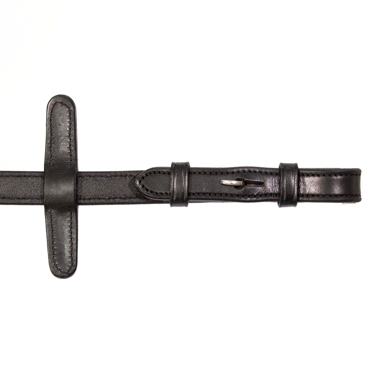 Henry James Small Pimple Hybrid Rubber Reins With Leather Stoppers #colour_black
