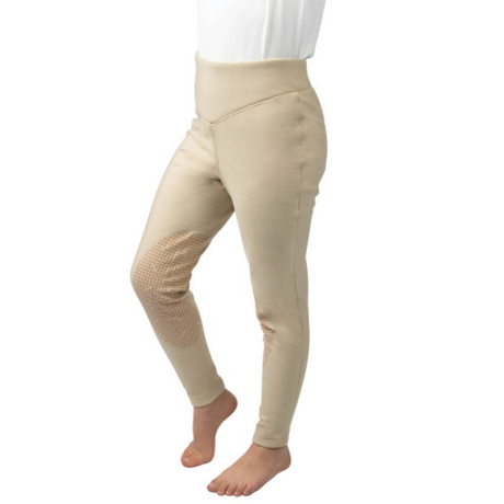 Hy Equestrian Blizzard Children's Softshell Riding Tights #colour_beige