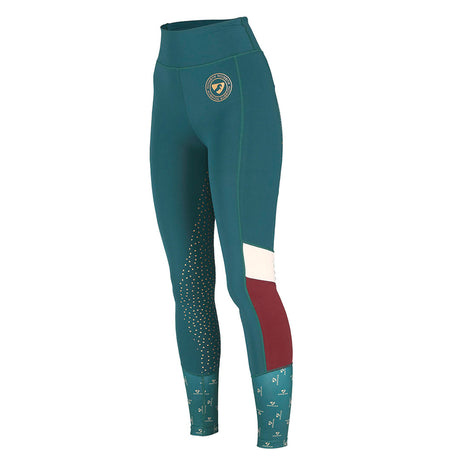Shires Aubrion Eastcote Full Grip Girls Riding Tights #colour_dark-green