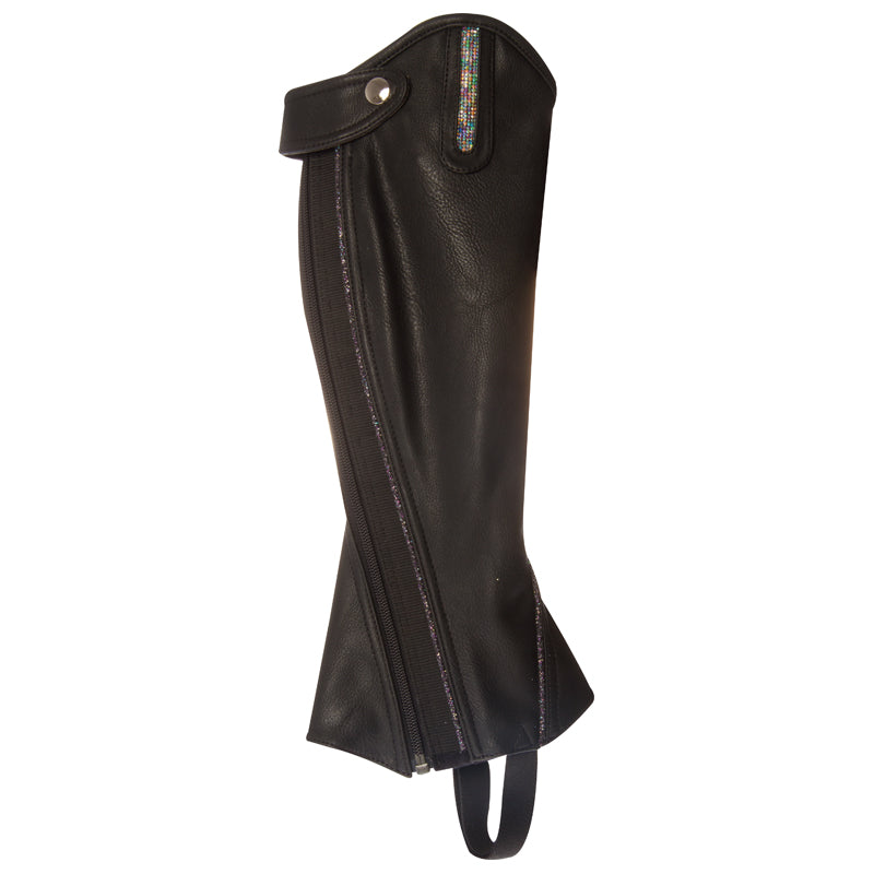 Imperial Riding Sparkling Synthetic Leather Half Chaps #colour_black-lilac