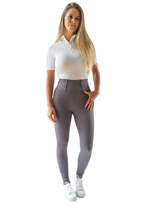 Woof Wear All Season Ladies Full Seat Riding Tights #colour_dove-grey