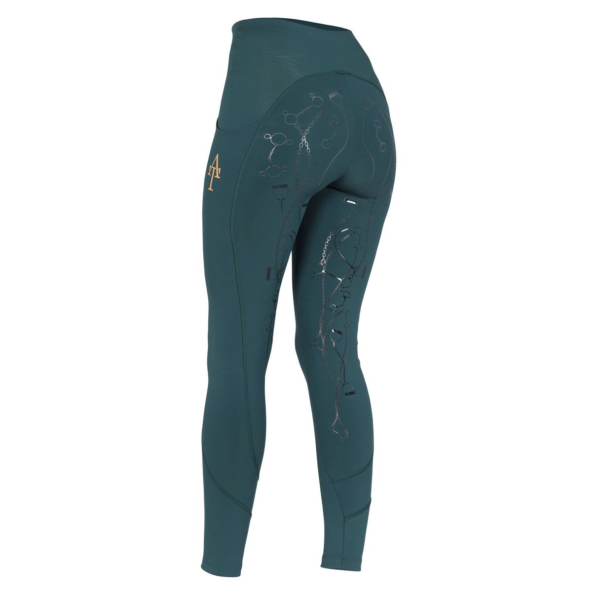 Shires Aubrion Team Girls Riding Tights #colour_green