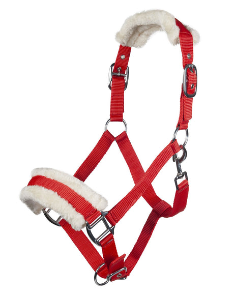 HKM Head Collar -Bischofshofen- with Plush Padding #colour_red