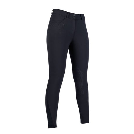 HKM Riding breeches -Savona- Style silicone knee patch #colour_black