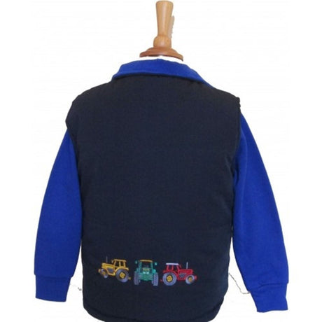 British Country Collection Three Tractors Childrens Gilet #colour_navy