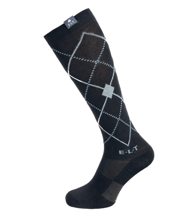 ELT Argyle Riding Socks #colour_black-stone-blue