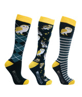 Hy Equestrian Novelty Printed Socks #colour_navy-yellow
