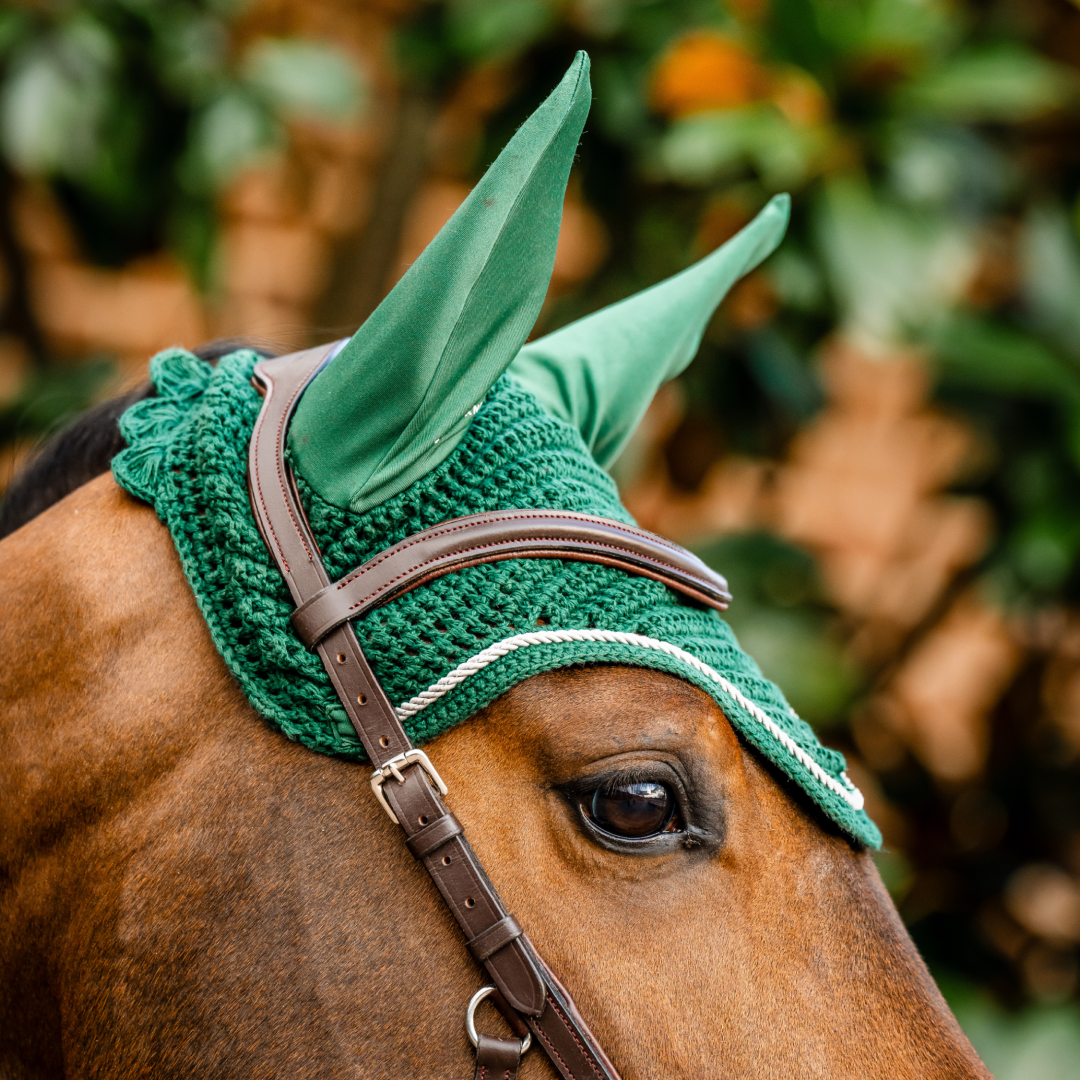 Horseware Ireland Signature Ear Net #colour_hunter-green