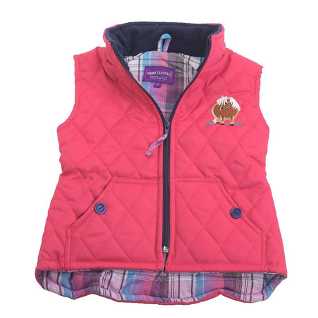 British Country Collection Three Fat Ponies Childrens Gilet #colour_fuchsia