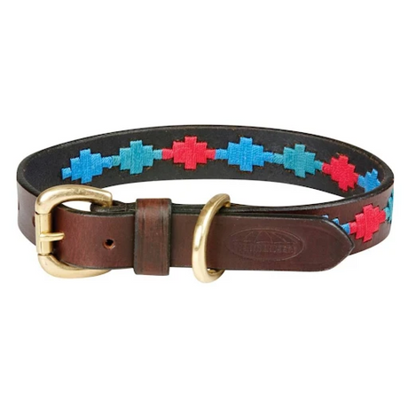 Weatherbeeta Polo Leather Dog Collar #colour_beaufort-brown-emerald-pink-blue