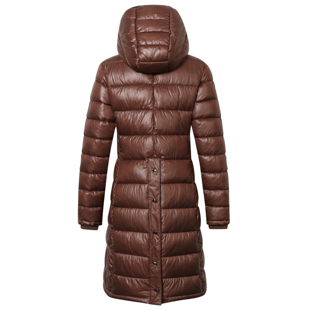 Covalliero Quilted Long Coat #colour_oak-brown
