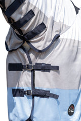 HKM Fly Rug With Neck-Strong- #colour_blue/white/grey