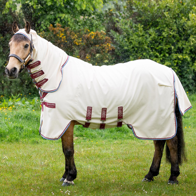 Horseware Ireland Rambo Hoody #colour_sand-cherry-peach-blue