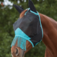 Weatherbeeta ComfiTec Deluxe Fine Mesh Mask With Ears & Tassels #colour_black-turquoise