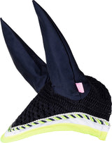 Imperial Riding Fly Net With Ears Luxury Verona #colour_navy-neon-yellow