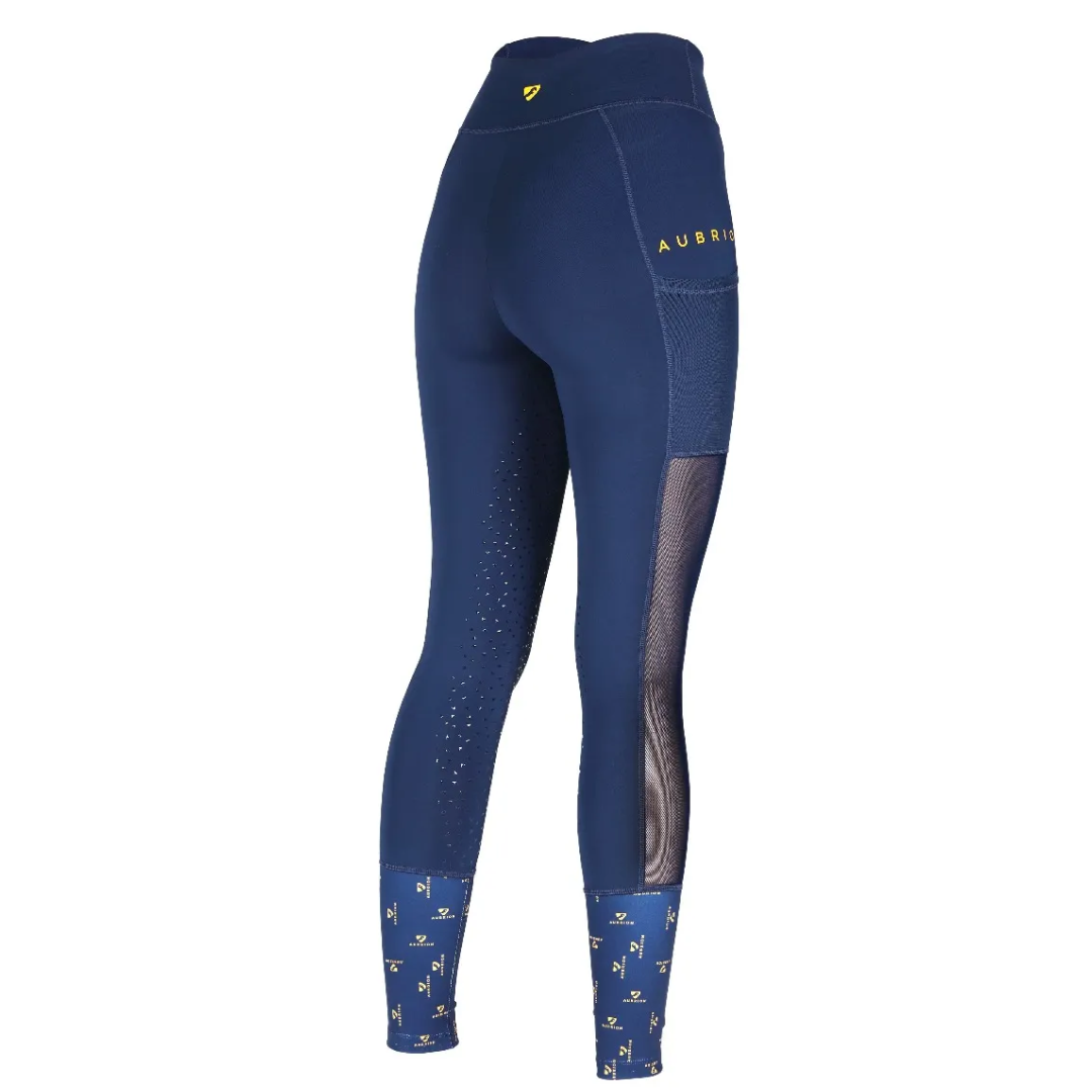 Shires Aubrion Girls Elstree Mesh Riding Tights #colour_navy