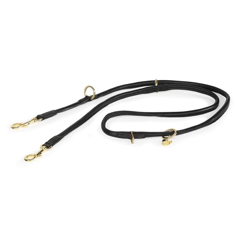 Shires Digby & Fox Rolled Leather Training Lead #colour_black
