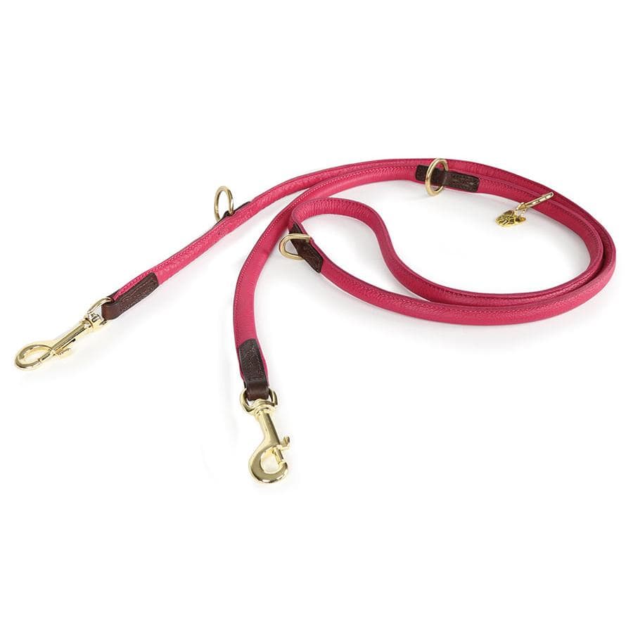 Shires Digby & Fox Rolled Leather Training Lead #colour_pink