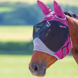 Shires FlyGuard Pro Deluxe Fly Mask With Ears #colour_burgundy