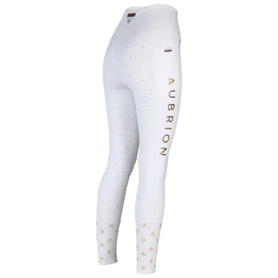 Shires Aubrion Team Girls Riding Tights #colour_white