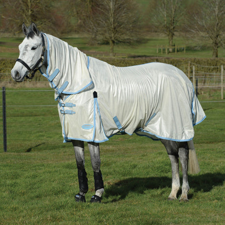 WeatherBeeta ComFiTec Essential Mesh II Combo Neck Fly Rug #colour_light-taupe-light-blue-taupe