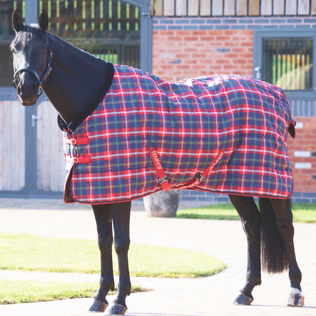 Shires Tempest Plus 200g Stable Rug #colour_red-check