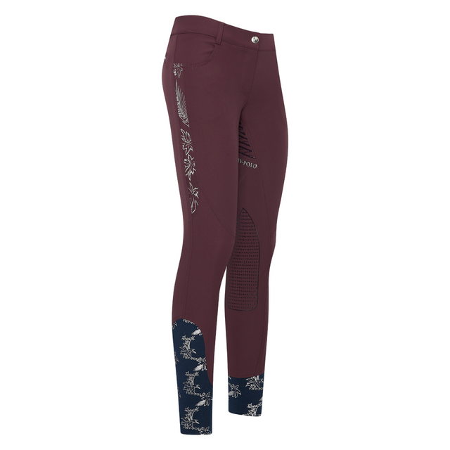 HV Polo Marijn Palm Springs Full Grip Riding Breeches #colour_dark-berry