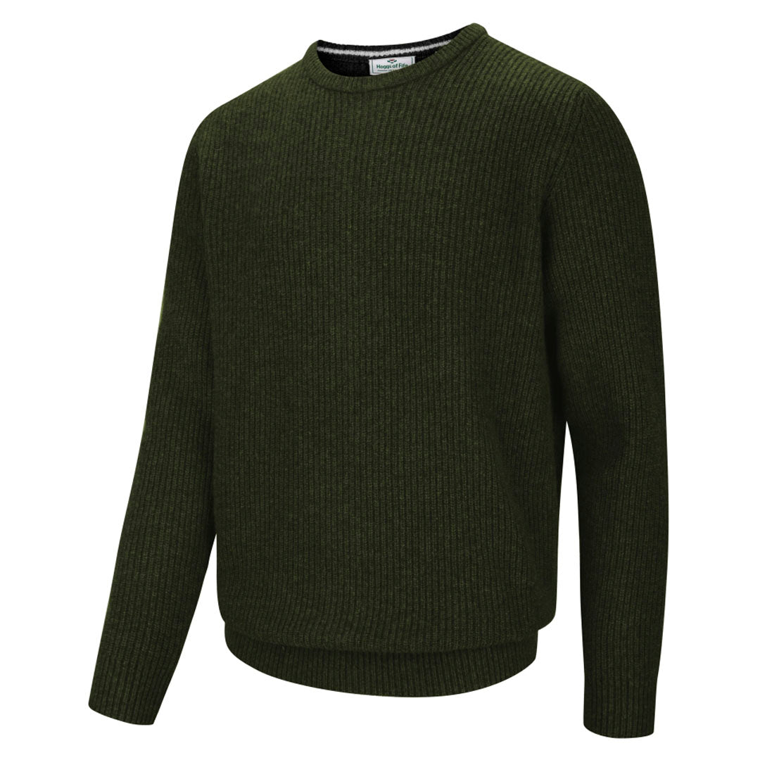 Hoggs of Fife Borders Men's Ribbed Knit Jumper #colour_loden