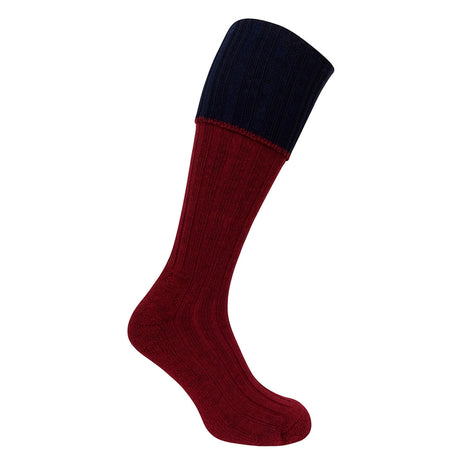 Hoggs of Fife Contrast Turnover Top Socks #colour_burgundy-navy