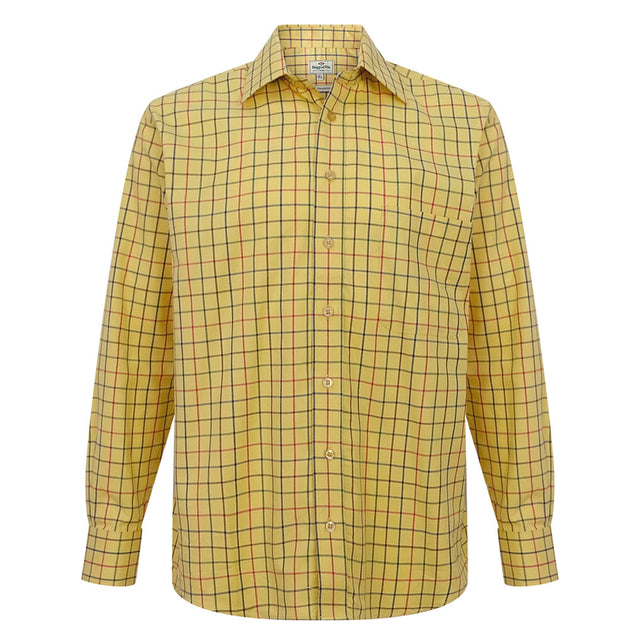 Hoggs of Fife Governor Men's Premier Tattersall Shirt #colour_gold-check