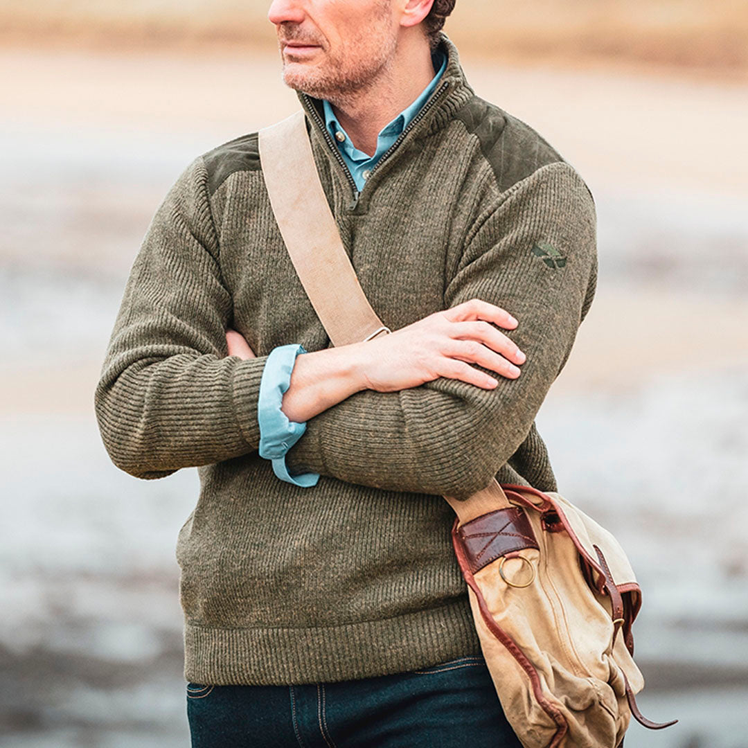 Hoggs of Fife Hebrides Men's Windproof Sweater #colour_loden