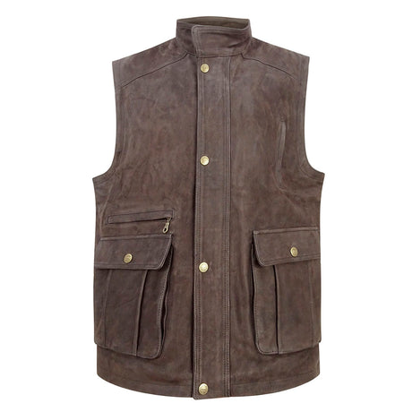 Hoggs of Fife Lomond II Men's Leather Waistcoat #colour_chocolate