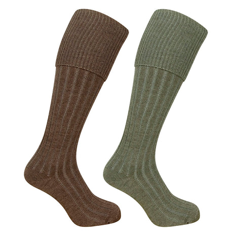 Hoggs of Fife Plain Turnover Top Socks #colour_lovat-marl-oatmeal
