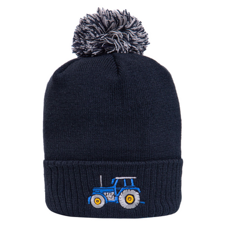 British Country Collection Tractor Pom Pom Beanie Hat #colour_navy