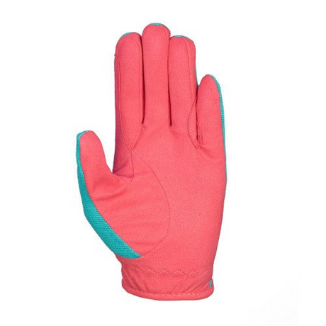 Hy Equestrian Thelwell Collection All Rounder Children's Riding Gloves#colour_aquarius-pink-teal