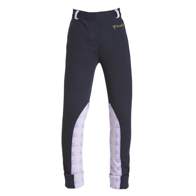 Firefoot Harden Children's Horse Print Jodhpurs  #colour_navy-lilac