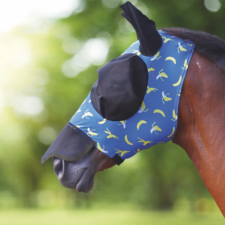 Shires Fruit Print Stretch Fly Mask with Nose #colour_banana