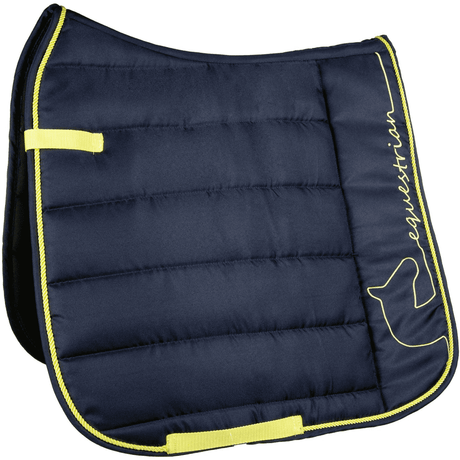 HKM Equestrian Saddle Cloth #colour_navy-neon-yellow