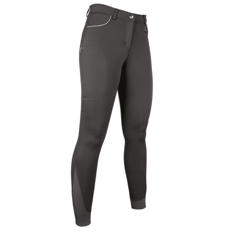 HKM Equilibrio Style Silicone Full Seat Riding Breeches #colour_dark-brown