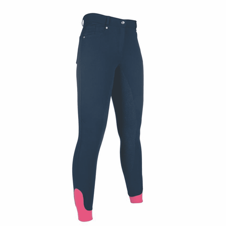 HKM 5 Pockets Style Silicone Full Seat Riding Breeches #colour_deep-blue