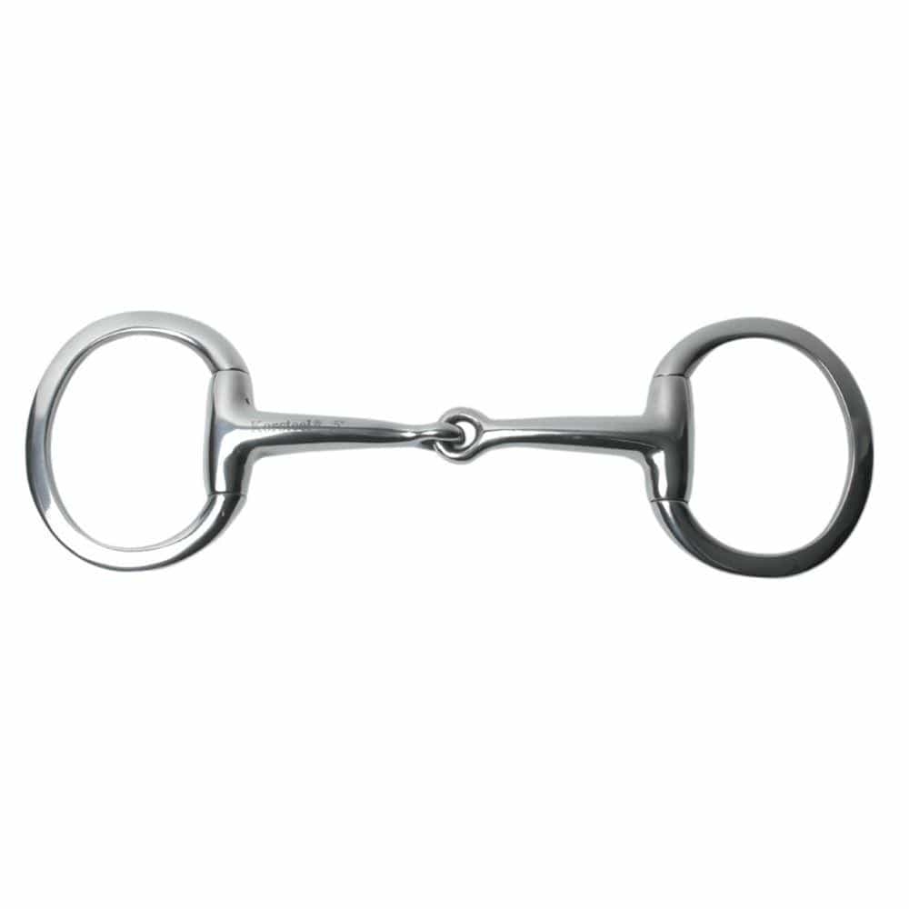 The Korsteel Stainless Steel Featherweight Thin Mouth Jointed Flat Ring Eggbutt Snaffle