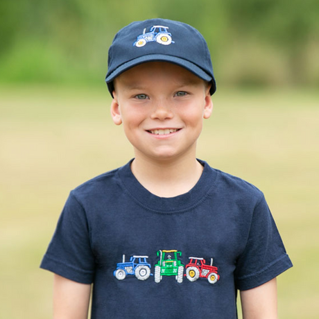 British Country Collection Childrens Tractor Design Baseball Cap #colour_navy-blue