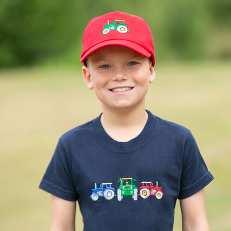 British Country Collection Childrens Tractor Design Baseball Cap #colour_red-green