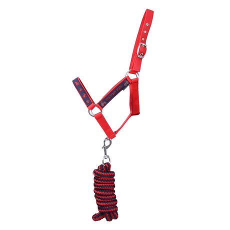 Hy Equestrian Tractors Rock Head Collar and Lead Rope #colour_navy-red