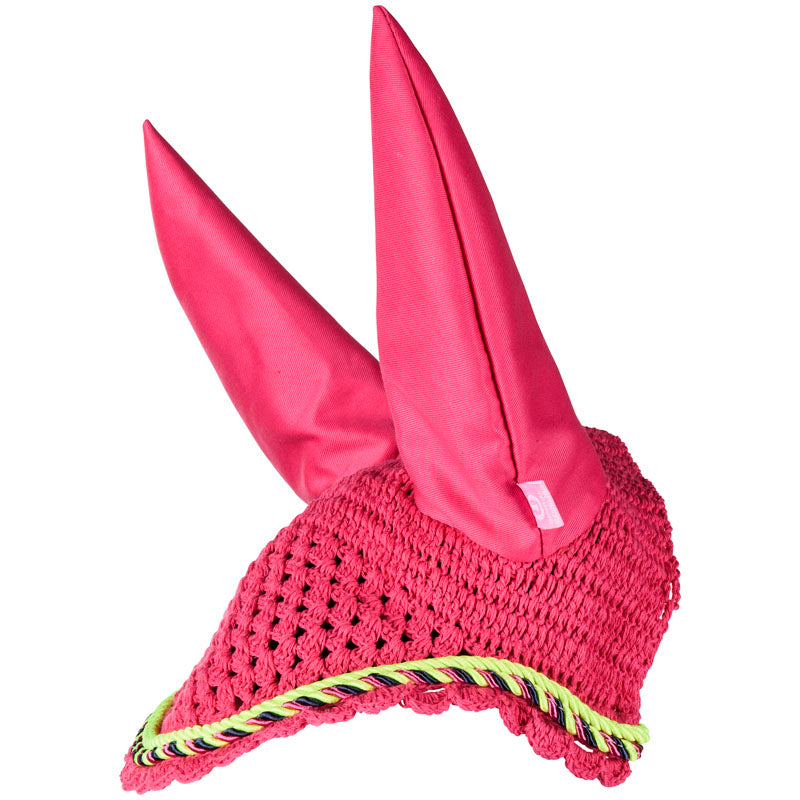 Imperial Riding Luxury Italy Fly Net With Ears #colour_fuchsia-navy