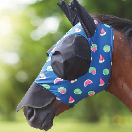 Shires Fruit Print Stretch Fly Mask with Nose #colour_watermelon