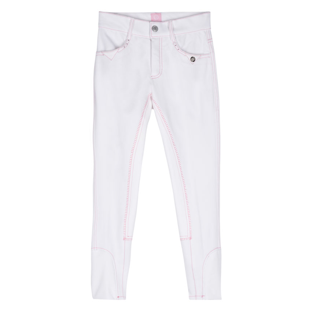 Imperial Riding Junior Dancer Full Seat Breeches #colour_white-pink